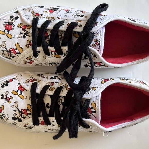 DISNEY Mickey Mouse All Over Canvas Shoes Women's Sz 8 Shoes Low White Sneakers - Picture 8 of 10